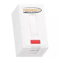 Розетка настенная NikoMax NMC-WO1UE2-FT-ST-WT 1 порт, Кат.6, RJ45/8P8C, FT-TOOL/110/KRONE, T568A/B, неэкран., со шторкой, белая