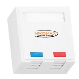Компьютерная розетка настенная NikoMax NMC-WO2SE2-FT-ST-WT 2 порта, Кат.6, RJ45/8P8C, FT-TOOL/110/KRONE, T568A/B, экранированная, со шторками, белая