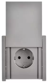 Розетка с заземлением IEK FP-R16-16-1-44-K46 FORTE&PIANO с защитными шторками с кр. б/к 16А IP44 FP519 сталь