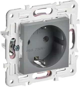 Розетка с заземлением IEK SK-R11-16-K03 SKANDY без защитных шторок 16А SK-R05Gr серая