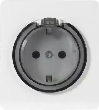 Розетка с заземлением KRANZ KR-78-0702-1 MIELE ROUND с/у, со шторками и крышкой 16А перламутр