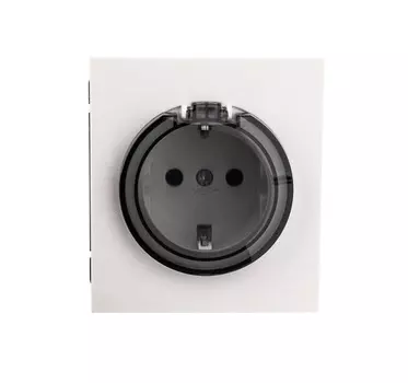 Розетка с заземлением KRANZ KR-78-0702-4 MIELE STRONG с/у, со шторками и крышкой 16А жемчуг