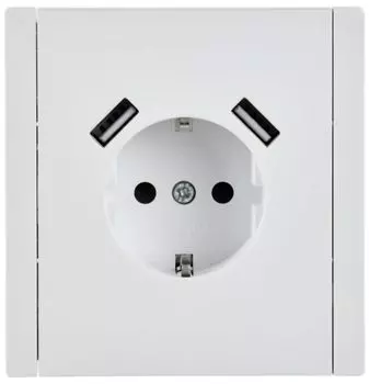 Розетка с заземлением с 2 USB IEK FP-R14-16-U21-D31-K01 FORTE&PIANO с защитными шторками в/к 16А тип A+тип A 3,1А FP245 белый