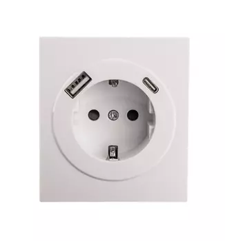Розетка с заземлением с 2 USB KRANZ KR-78-0704-4 MIELE STRONG с/у з/ш 16А A+C быстрой зарядки 5В/3А жемчуг