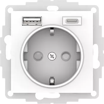 Розетка с заземлением с 2 USB Systeme Electric ATN001332 AtlasDesign A+C, 5В/2,4А/3,0А, 2х5В/1,5А, механизм, лотос