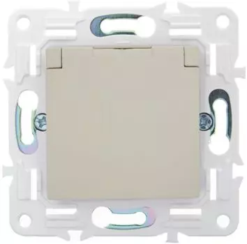 Розетка с заземлением с крышкой IEK SK-R16-16-44-K10 SKANDY с защитными шторками 16А IP44 SK-R11B Бежевый