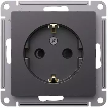 Розетка с заземлением Systeme Electric ATN001445 AtlasDesign со шторками, 16А, механизм, базальт