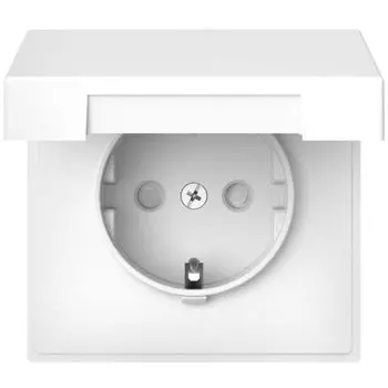 Розетка с заземлением Systeme Electric GAL000146 ArtGallery со шторками с крышкой, 16А, IP20, механизм, белый