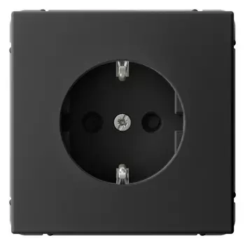 Розетка с заземлением Systeme Electric GAL001045 ArtGallery со шторками, 16А, механизм, Карбон