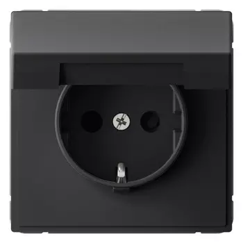 Розетка с заземлением Systeme Electric GAL001046 ArtGallery со шторками с крышкой, 16А, IP20, механизм, Карбон