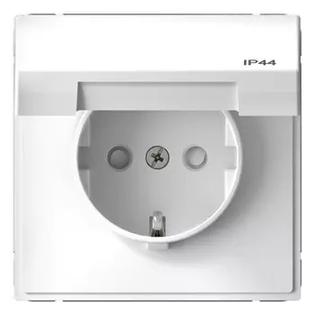 Розетка с заземлением Systeme Electric GAL440146 ArtGallery со шторками с крышкой 16А, IP44, механизм, белый