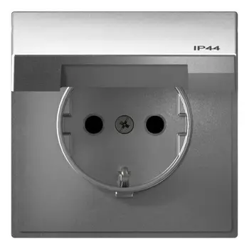 Розетка с заземлением Systeme Electric GAL440346 ArtGallery со шторками с крышкой 16А, IP44, механизм, Алюминий