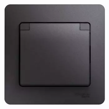 Розетка с заземлением Systeme Electric GSL001346 Glossa со шторками с крышкой,IP20,16А, 250В, в сборе, графит