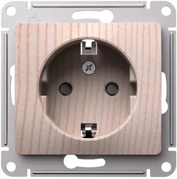 Розетка с заземлением Systeme Electric GSL001545 Glossa со шторками, 16А, механизм, Сосна