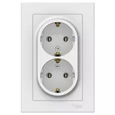 Розетка Schneider Electric ATN000124 AtlasDesign, двойная, с заземлением, 16А, в сборе, белая