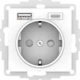 Розетка Schneider Electric ATN000132 AtlasDesign белая 16А с USB A+C (5В/2,4А/3 А, 2х5В/1,5А), мех