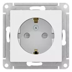 Розетка Schneider Electric ATN000145 AtlasDesign, с заземлением, со шторками, 16А, механизм, белая