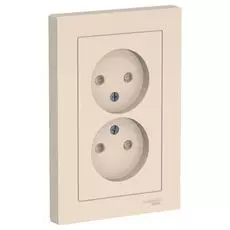 Розетка Schneider Electric ATN000222 AtlasDesign, двойная, без заземления, со шторками, 16А, в сборе, бежевая