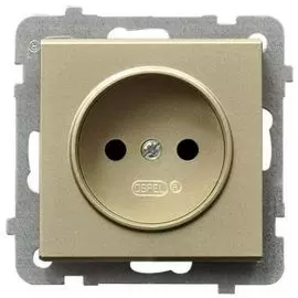 Розетка Ospel GP-1R/m/39 одинарная, 16A, 250V, IP-20, клеммы винтовые, шампанский золотой