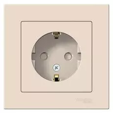 Розетка Schneider Electric ATN000244 AtlasDesign, с заземлением, со шторками, 16А, в сборе, бежевая