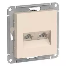 Розетка Schneider Electric ATN000285 AtlasDesign, двойная, компьютерная, RJ45+RJ45, кат.5E, механизм, бежевая