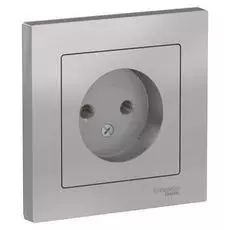 Розетка Schneider Electric ATN000340 AtlasDesign, без заземления, 16А, в сборе, алюминий