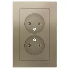 Розетка Schneider Electric ATN000520 AtlasDesign, двойная, без заземления, 16А, в сборе, шампань