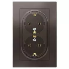 Розетка Schneider Electric ATN000624 AtlasDesign, двойная, с заземлением, 16А, в сборе, мокко