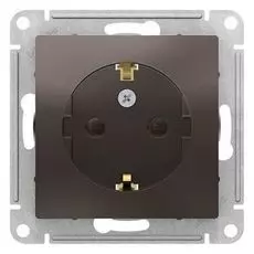 Розетка Schneider Electric ATN000645 AtlasDesign, с заземлением, со шторками, 16А, механизм, мокко