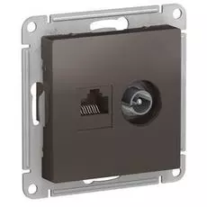 Розетка Schneider Electric ATN000689 AtlasDesign, двойная, комп+ТВ, RJ45+TV, кат.5E, механизм, мокко