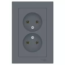 Розетка Schneider Electric ATN000720 AtlasDesign, двойная, без заземления, 16А, в сборе, грифель