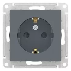 Розетка Schneider Electric ATN000745 AtlasDesign, с заземлением, со шторками, 16А, механизм, грифель