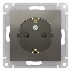 Розетка Schneider Electric ATN000945 AtlasDesign, с заземлением, со шторками, 16А, механизм, сталь