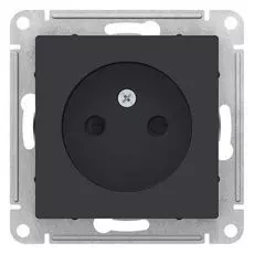 Розетка Schneider Electric ATN001049 AtlasDesign, без заземления, со шторками, 16А, механизм, карбон