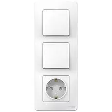 Розетка Schneider Electric BLNBS101101 з/к шт 16А, 250В+выкл1кл.с подсветкой+выкл 1кл. (белый) внутр