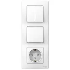 Розетка Schneider Electric BLNBS101201 з/к шт 16А, 250В+выкл1кл.с подсветкой+выкл 1кл. (белый) внутр
