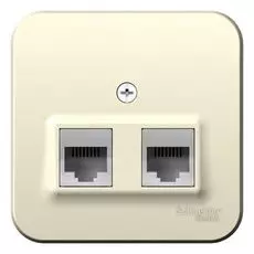 Розетка Schneider Electric BLNIA045112 2-ая ТЛФ/КОМП, RJ45+RJ11, кат.5E, изолир. пластина Молочная наруж