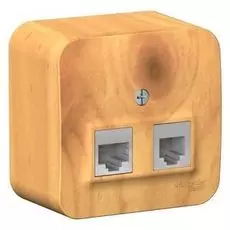 Розетка Systeme Electric BLNIA045115 2-ая ТЛФ/КОМП, RJ45+RJ11, кат.5E, изолир. пластина Ясень наруж
