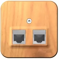 Розетка Systeme Electric BLNIA045455 2-ая компьютерная RJ45, кат.5E, изолир. пластина Ясень наруж