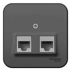 Розетка Schneider Electric BLNIA045456 2-ая компьютерная RJ45, кат.5E, изолир. пластина Антрацит наруж