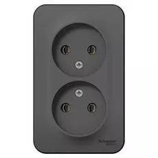 Розетка Schneider Electric BLNRA000216 2-ая б/з без шторок 16А, 250В, изолир. пластина Антрацит наруж