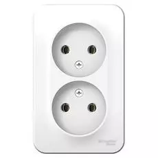 Розетка Systeme Electric BLNRA000221 2-ая б/з без шторок 16А, 250В, изолир. пластина (белый) наруж