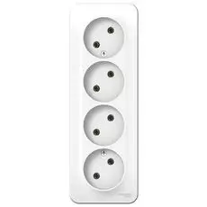 Розетка Schneider Electric BLNRA000411 4-я б/з без шторок 16А, 250В, изолир. пластина (белый) наруж