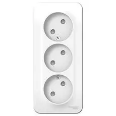 Розетка Schneider Electric BLNRA001311 3-я б/з со шторками 16А, 250В, изолир. пластина (белый) наруж