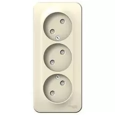 Розетка Systeme Electric BLNRA001312 3-я б/з со шторками 16А, 250В, изолир. пластина Молочная наруж