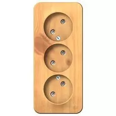 Розетка Systeme Electric BLNRA001315 3-я б/з со шторками 16А, 250В, изолир. пластина Ясень наруж