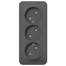 Розетка Schneider Electric BLNRA001316 3-я б/з со шторками 16А, 250В, изолир. пластина Антрацит наруж