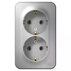 Розетка Systeme Electric BLNRA010203 2-ая с/з без шторок, 16А, 250В Алюминий наруж