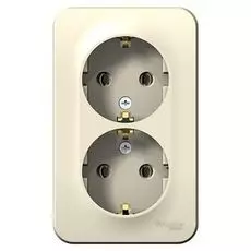 Розетка Schneider Electric BLNRA010212 2-ая с/з без шторок 16А, 250В, изолир. пластина Молочная наруж