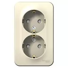 Розетка Schneider Electric BLNRA011212 2-ая с/з со шторками 16А, 250В, изолир. пластина Молочная наруж